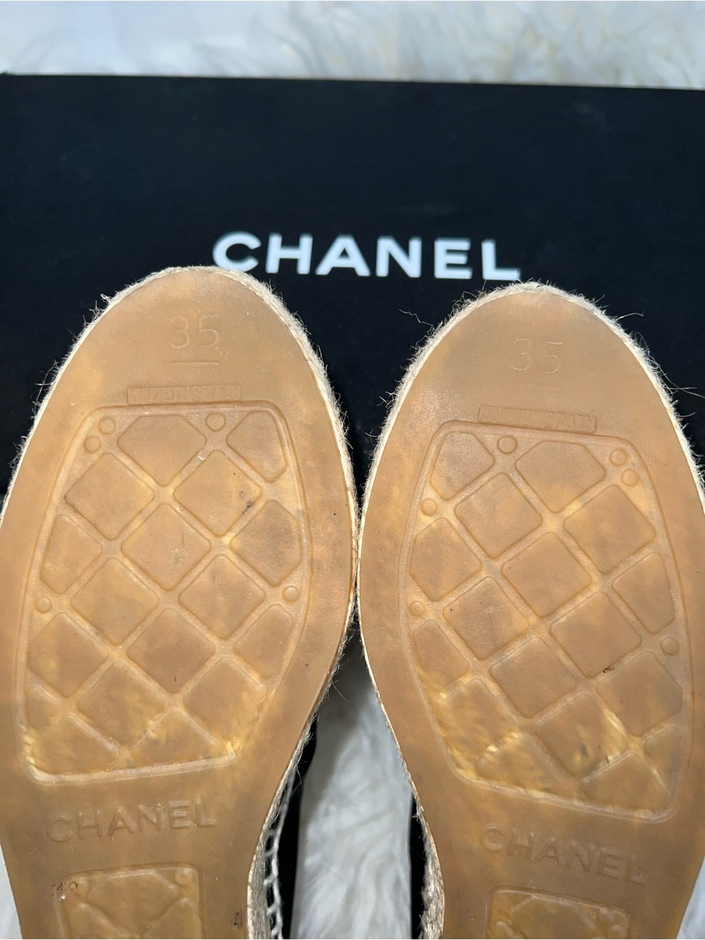 CHANEL Black Mesh Espadrille Slip-Ons with Embroidered CC - Picture 7 of 13
